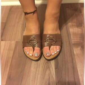 NWOB Nine West Prichard Brown Leather Sandals Size 6.5